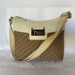 Christian Dior Vintage Brown Trotter Canvas Street Chic Messenger bag.